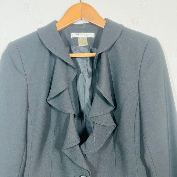 Nygard Collection Blazer Jacket Coat Ruffle Career Black Single Button - 6P - Picture 2 of 4